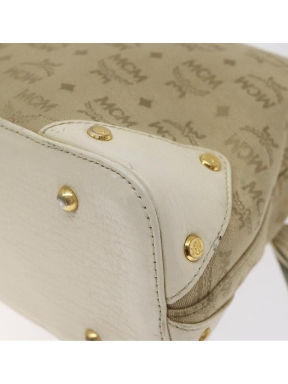 Authentic MCM Vicetos Logogram Shoulder Bag Canvas Beige Gold - Picture 8 of 16